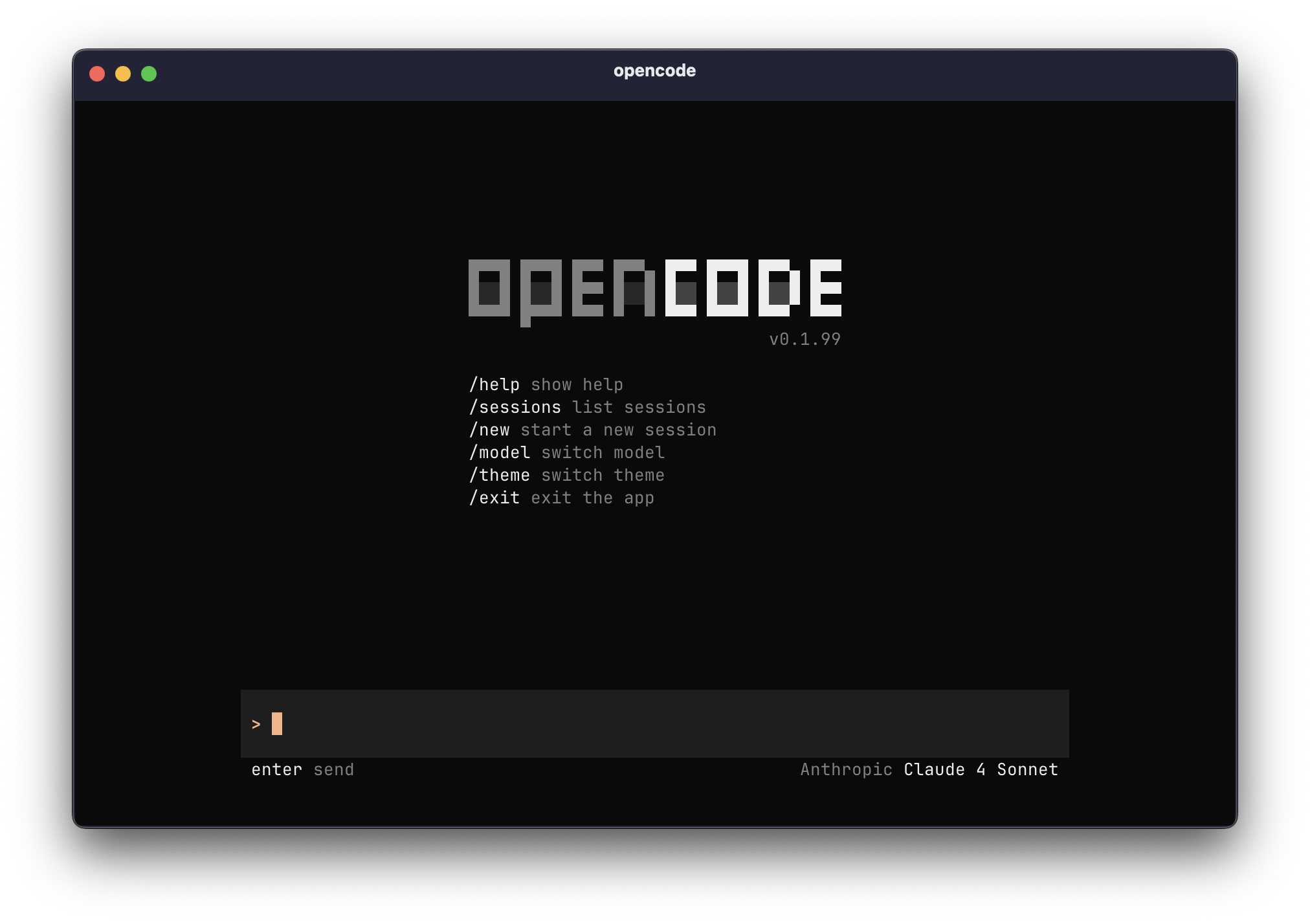 opencode TUI with the opencode theme
